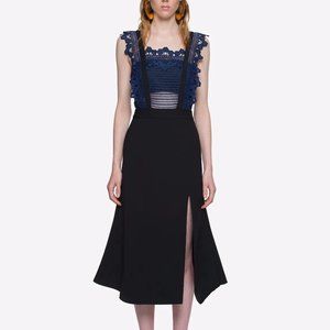 NWT Self-Portrait Angelique Frilled Split Front Sculptured Midi Dress UK 8 US 4